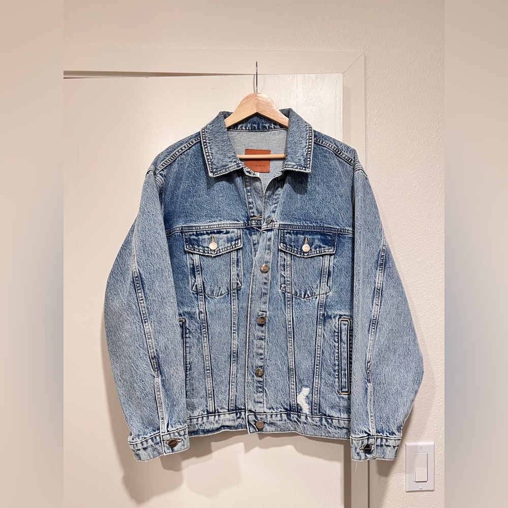 Anine Bing Light Blue Distressed Denim Jacket - Picture 6 of 12